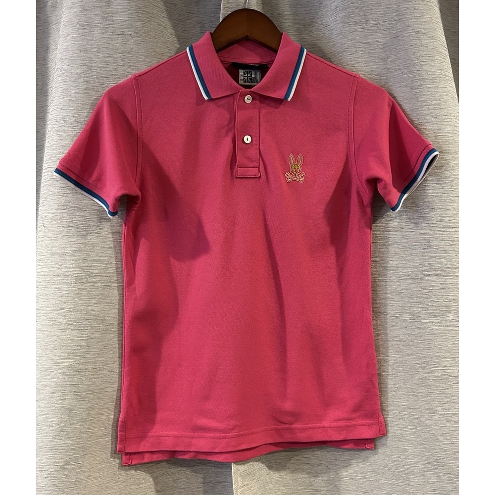 Psycho Bunny Polo‎ Shirt Boys Size 10-12 Pink Short Sleeve